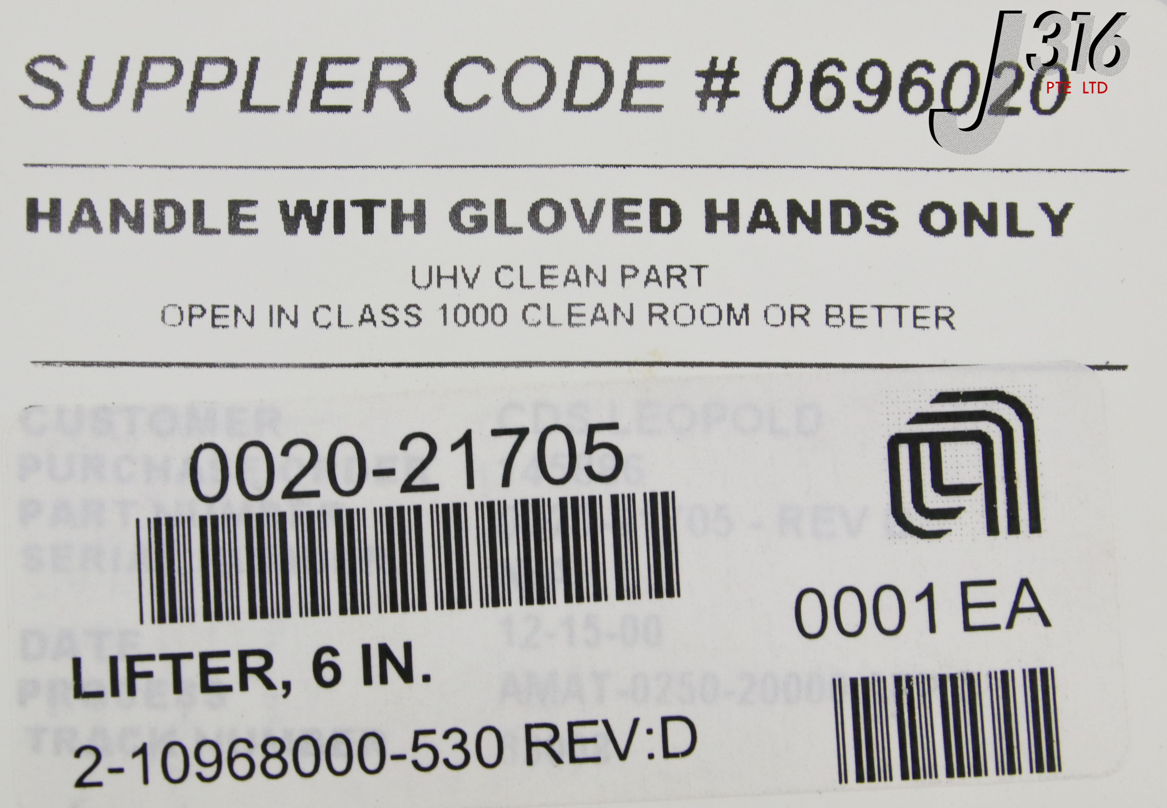 pオーダー ×2 166 APPLIED MATERIALS LIFTER, 6